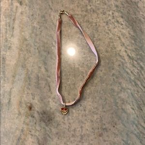 Alison Lou blush velvet 14K emoji choker necklace